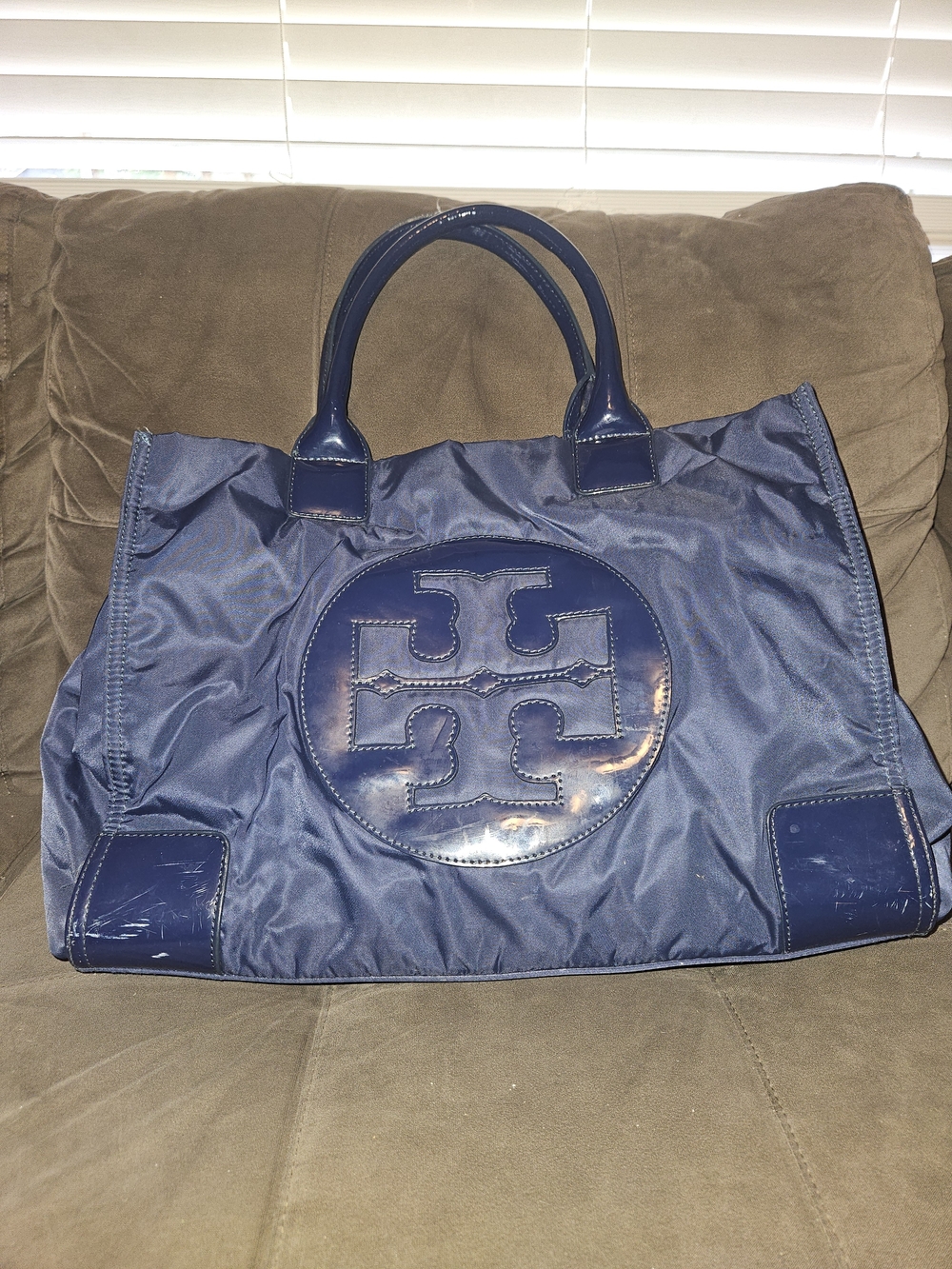 Tory Burch Navy Ella Large Tote